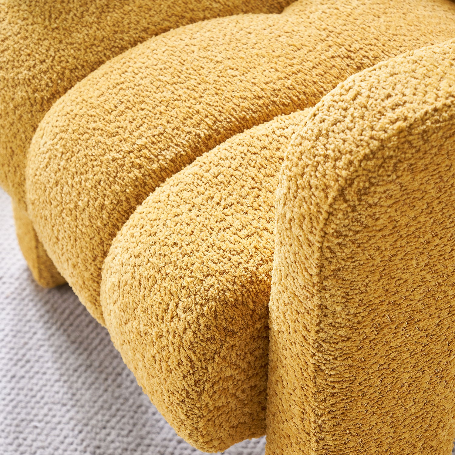 31.10" Wide Boucle Upholstered Accent Chair Yellow Primary Living Space Modern Fiber Foam And Polyester Fiber Pad Boucle