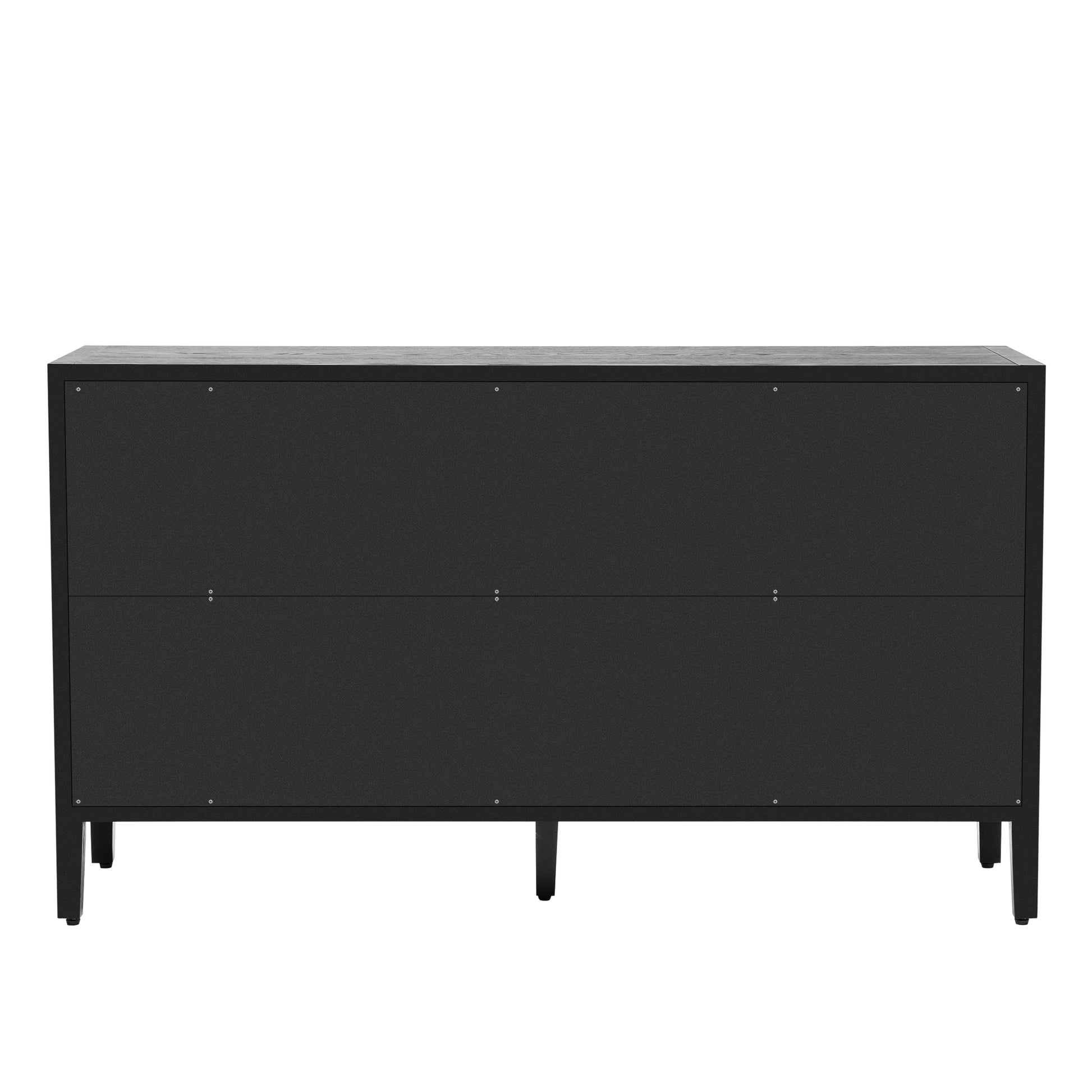 Storage Cabinet Sideboard Wooden Cabinet With 4 Metal Handles ,4 Shelves And 4 Doors For Hallway, Entryway, Living Room Black Mdf