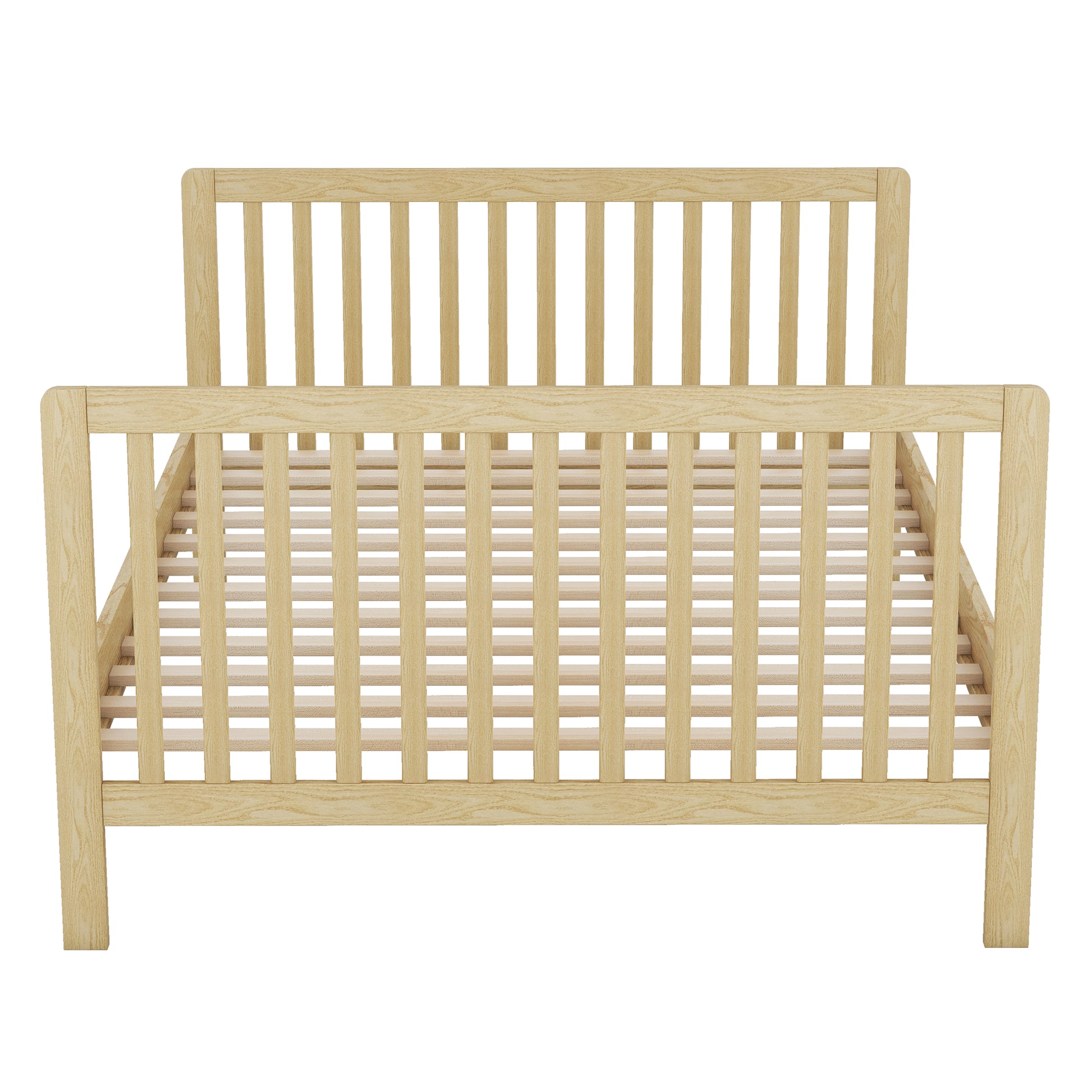 Convertible Crib Full Size Bed With Changing Table, Natural Natural Solid Wood