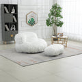 Coolmore Bean Bag Chair, Floor Sofa With Handle,Accent Sofa Chair With Ottoman For Gaming Reading Relaxing White White Foam Plush