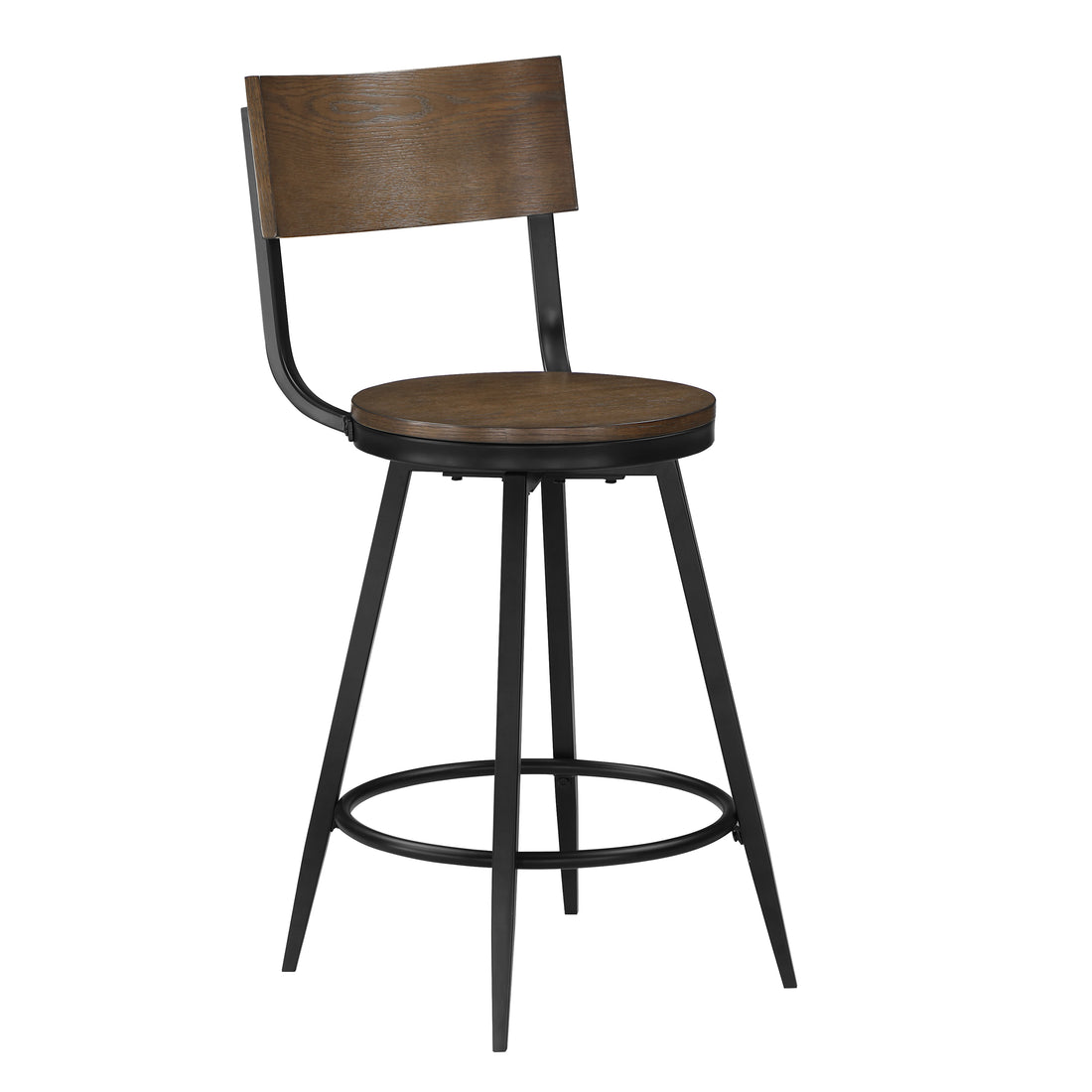 Devon Brown Wood And Metal Swivel Stool Chestnut Powder Coated Wipe Clean Transitional 1 Metal & Wood Metal & Wood