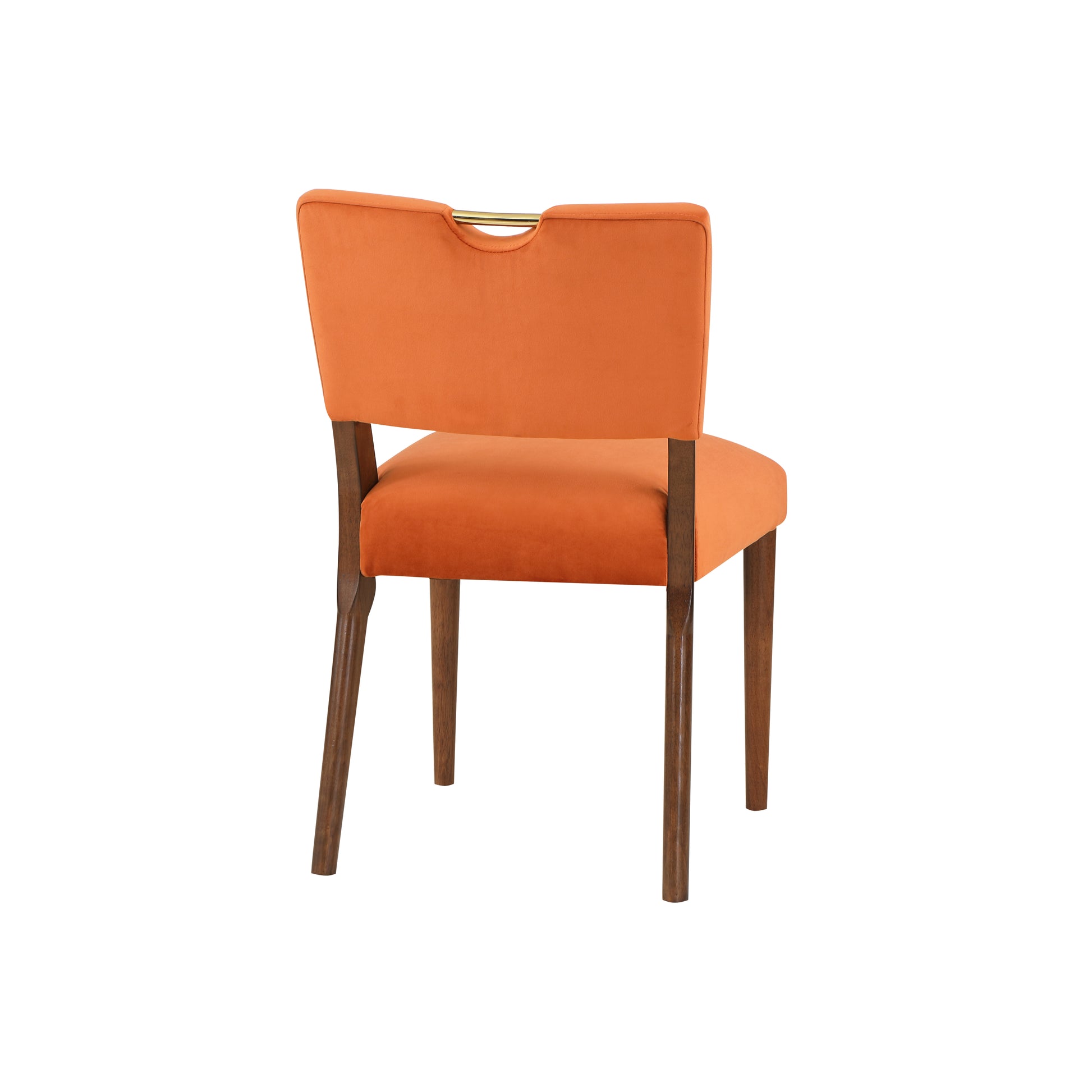 Bryson Burnt Orange Velvet Dining Chair Set Of 2 Orange Foam Solid Wood