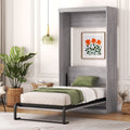 Twin Size Murphy Bed, Can Be Folded Into A Cabinet, Gray Twin Box Spring Not Required Grey Murphy Solid Wood Mdf