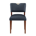 Bryson Midnight Blue Faux Leather Dining Chair Set Of 2 Dark Navy Foam Solid Wood
