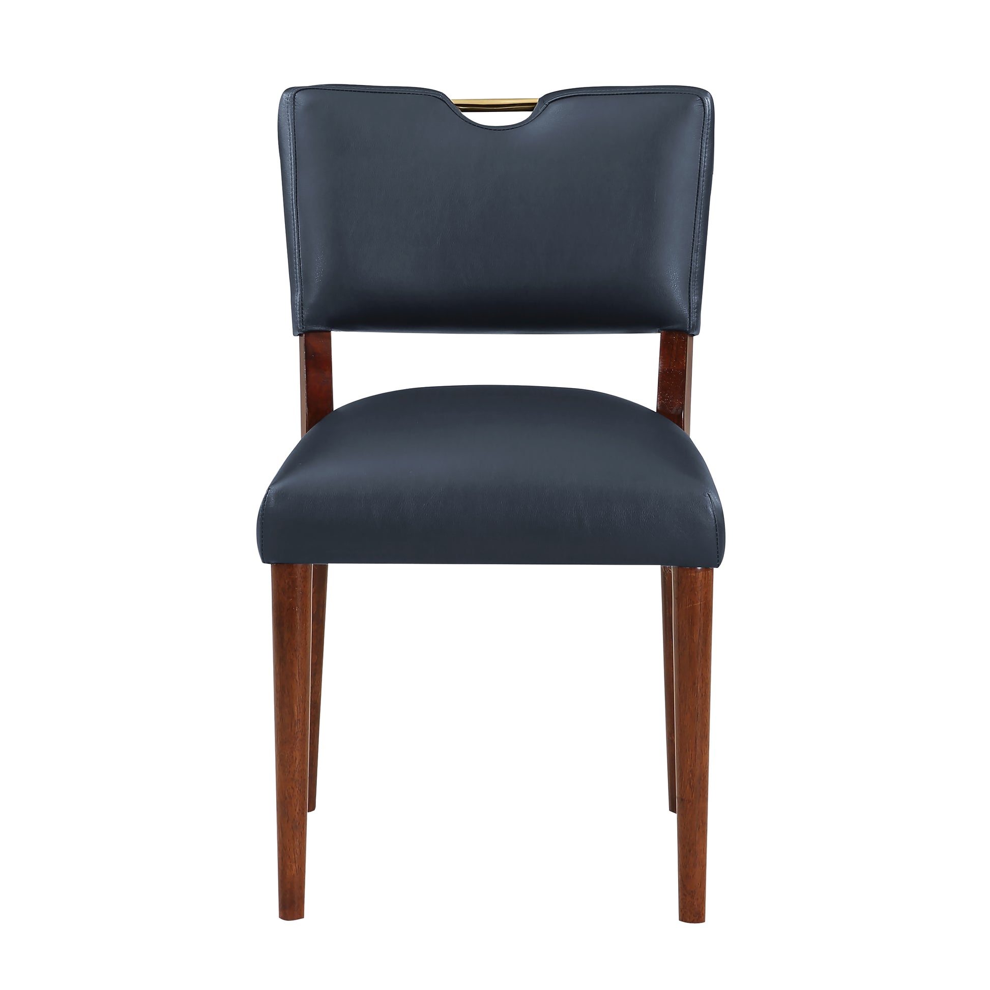 Bryson Midnight Blue Faux Leather Dining Chair Set Of 2 Dark Navy Foam Solid Wood