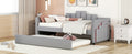 Twin Size Upholstered Daybed With Light And Usb Port, Gray Gray Upholstered