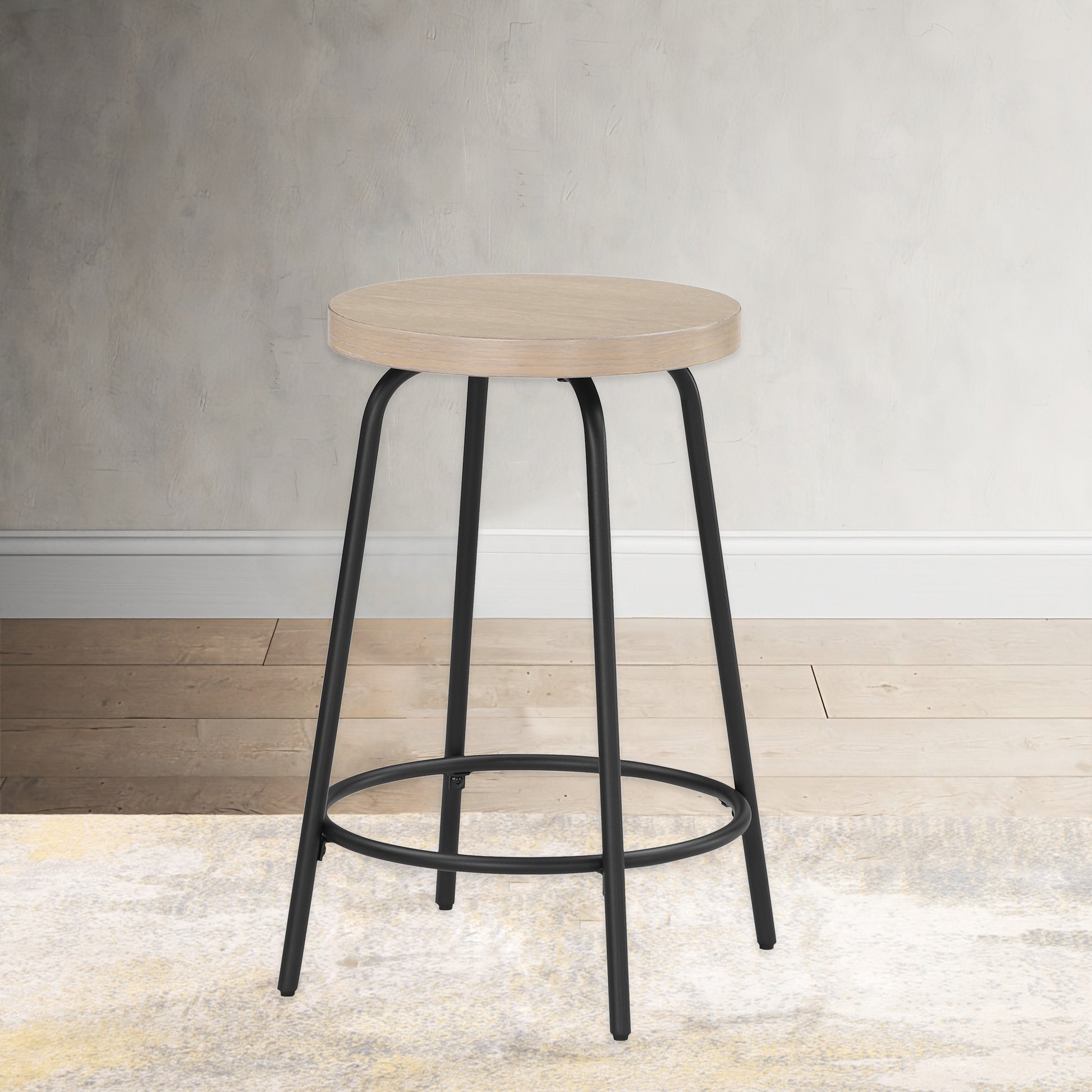 Cammie Backless Wood And Metal Counter Height Stool Natural Wood Wash Metal & Wood Metal & Wood