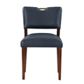 Bryson Midnight Blue Faux Leather Dining Chair Set Of 2 Dark Navy Foam Solid Wood