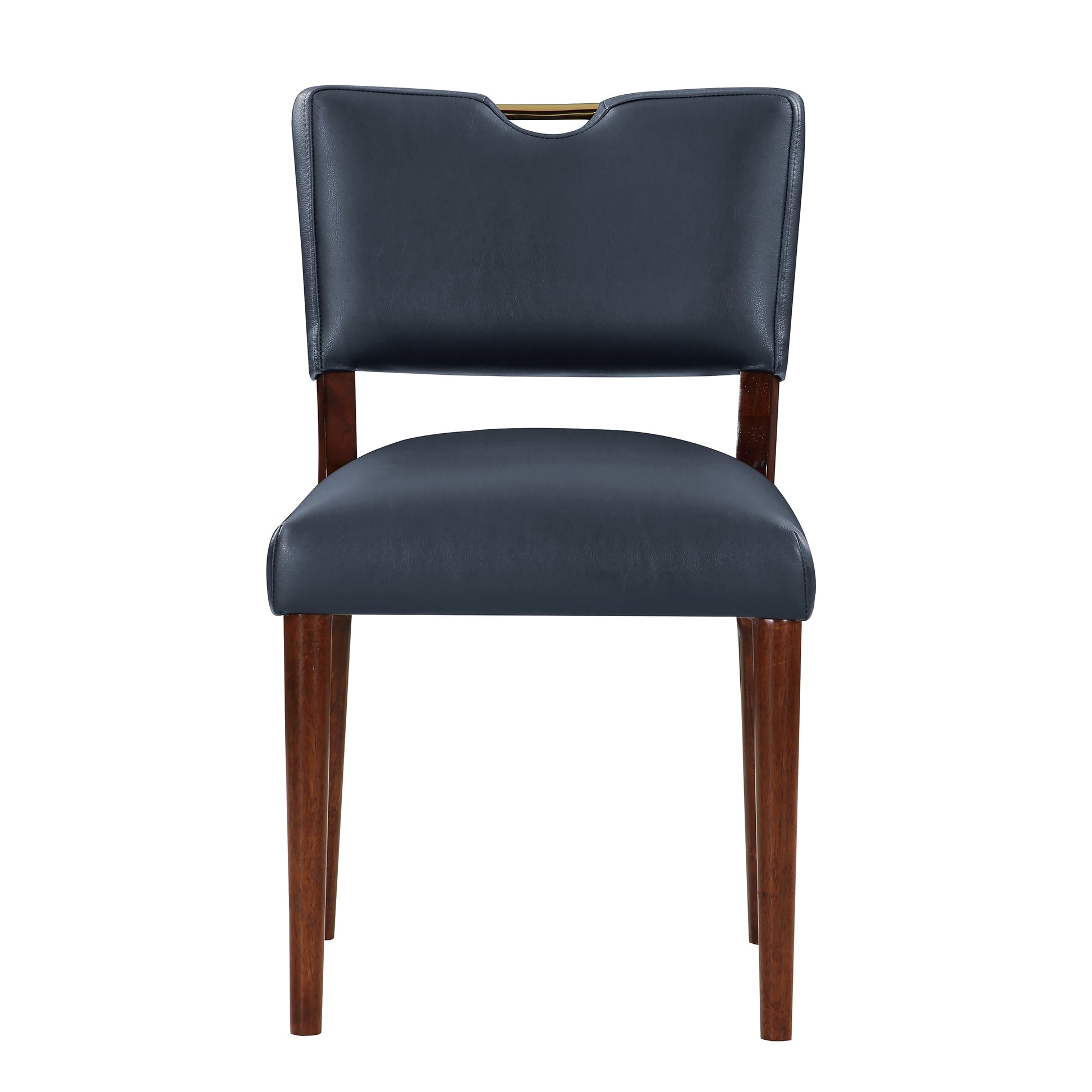 Bryson Midnight Blue Faux Leather Dining Chair Set Of 2 Dark Navy Foam Solid Wood