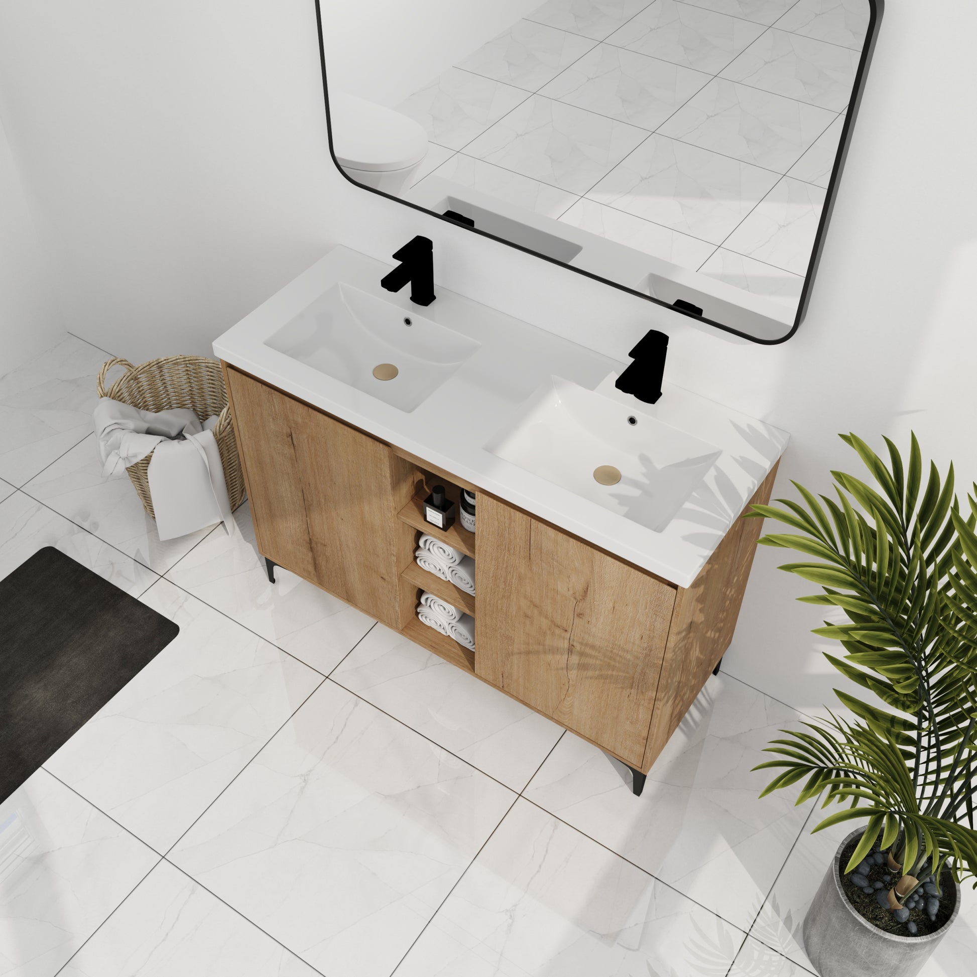 48" Freestanding Bathroom Vanity With Double Sink imitative