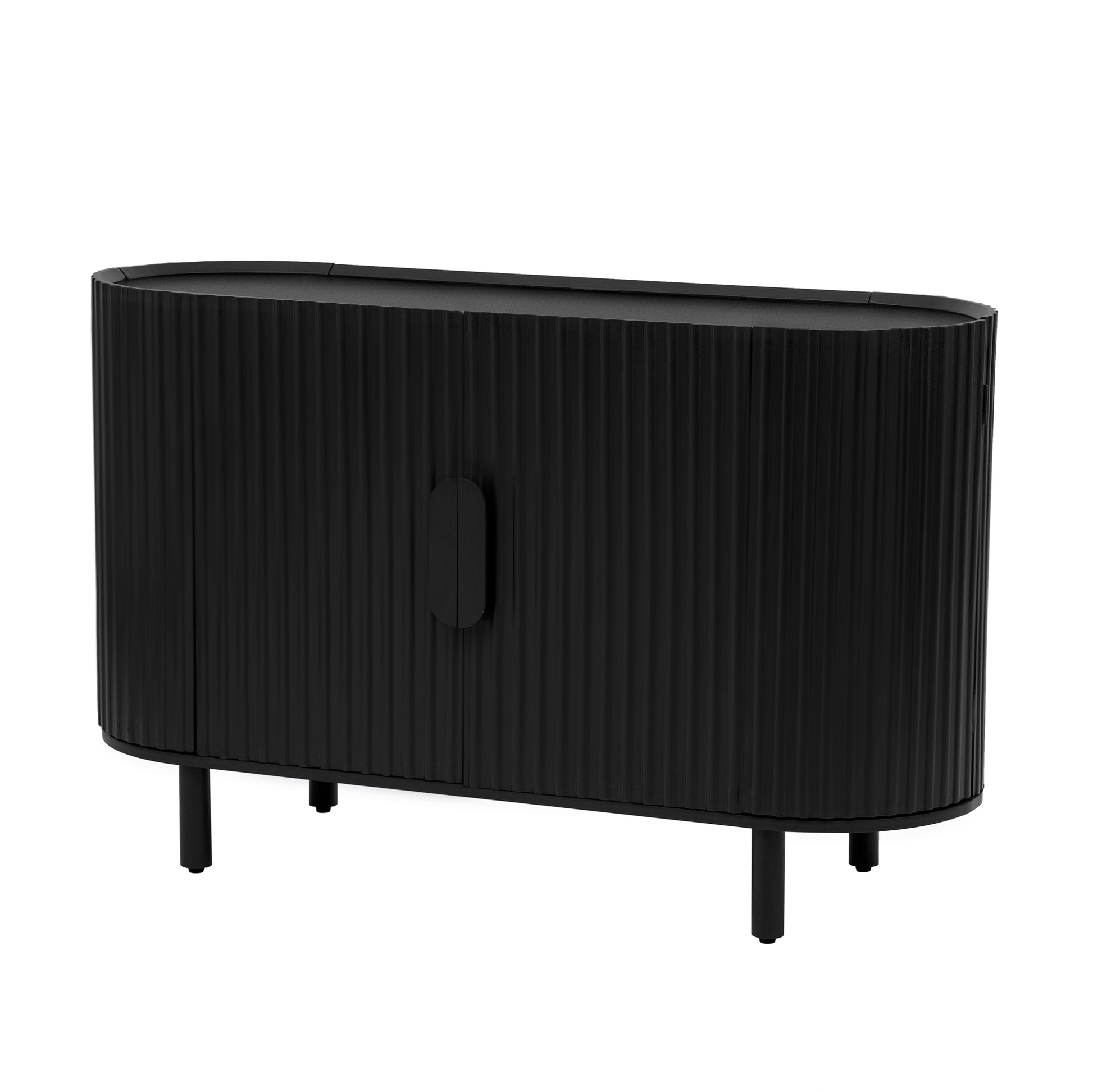 Curved Design Light Luxury Sideboard With Adjustable Shelves,Suitable For Living Room,Study And Entrance Black Mdf