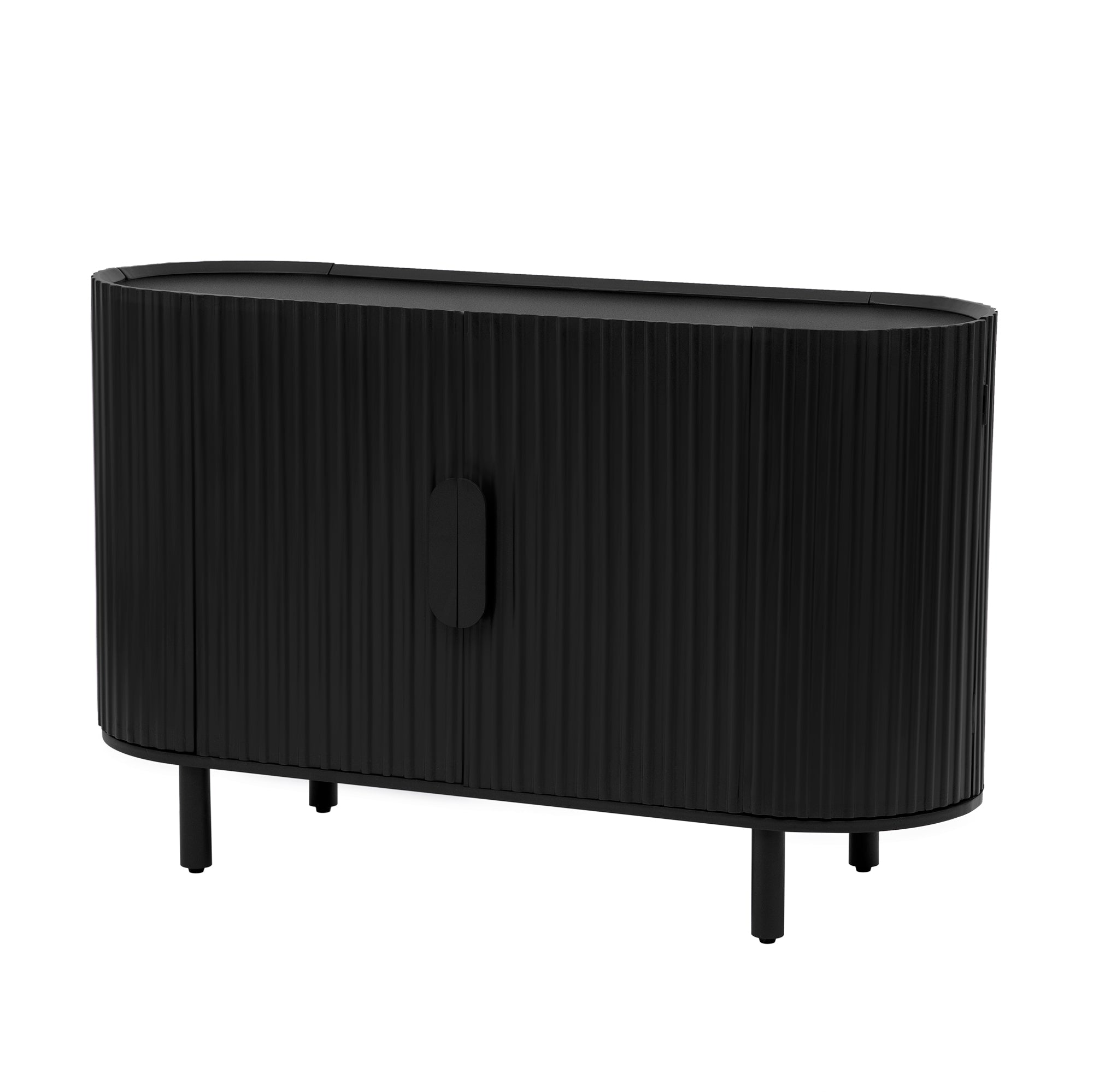 U Style Curved Design Light Luxury Sideboard with black-mdf