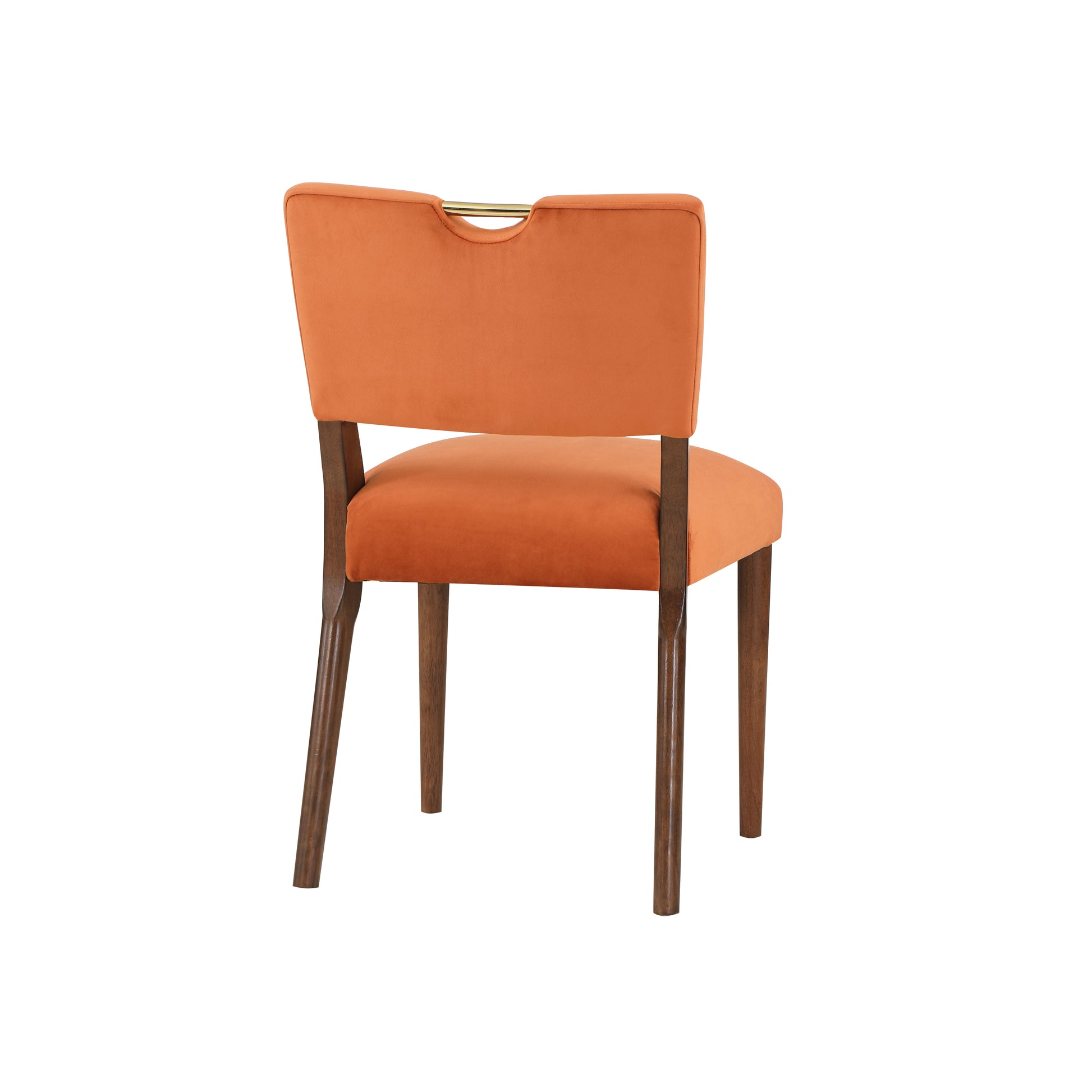 Bryson Burnt Orange Velvet Dining Chair Set Of 2 Orange Foam Solid Wood