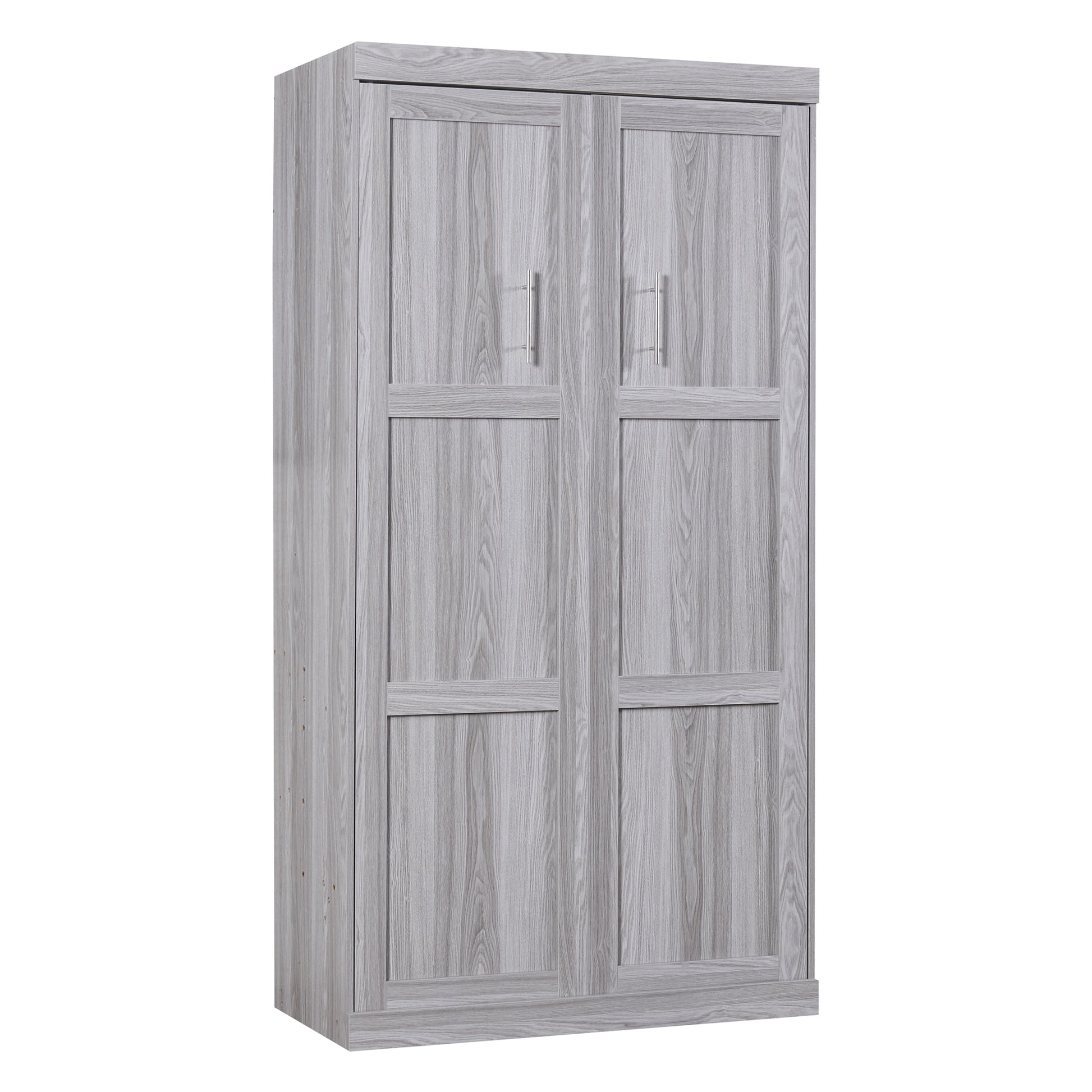 Twin Size Murphy Bed, Can Be Folded Into A Cabinet, Gray Twin Box Spring Not Required Grey Murphy Solid Wood Mdf