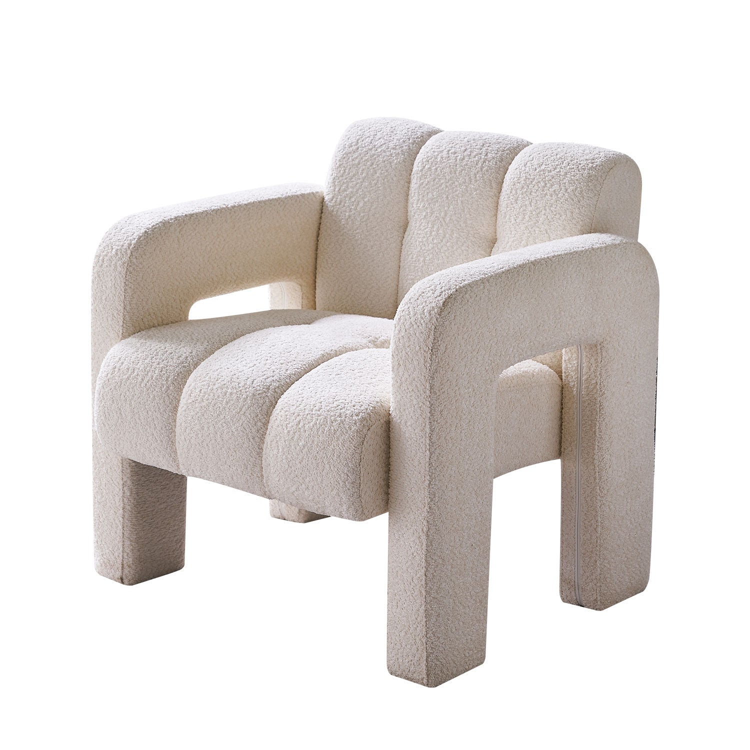 31.10" Wide Boucle Upholstered Accent Chair Beige Primary Living Space Modern Fiber Foam And Polyester Fiber Pad Boucle