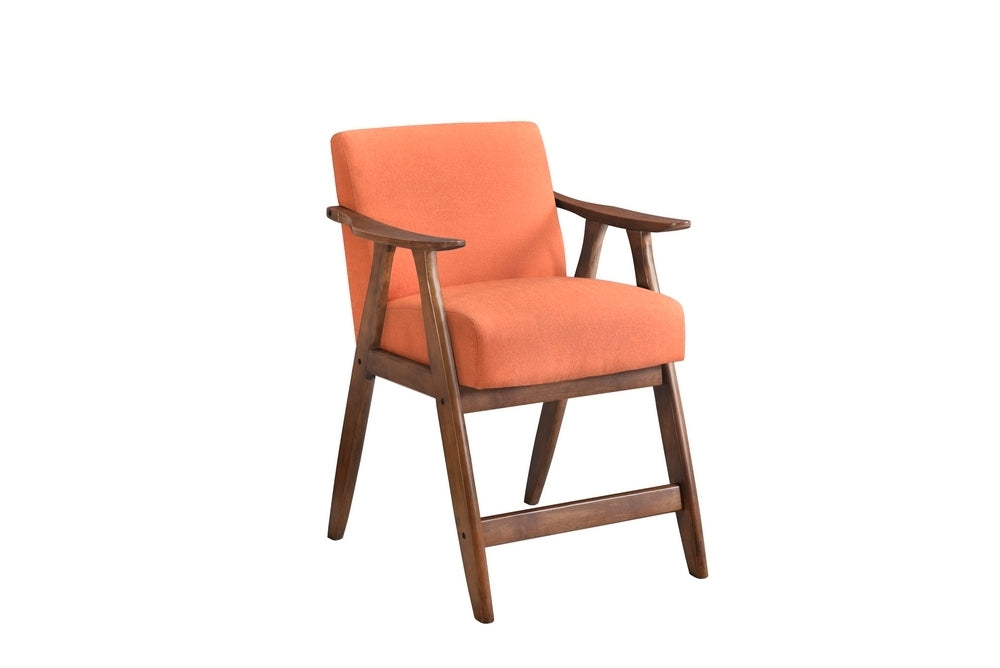 Contemporary Design 1Pc Counter Height Chair Stylish Durable Wooden Orange Color Fabric Upholstery Cushioned Seat Backrest Home Furniture Orange Dining Room Contemporary Wood