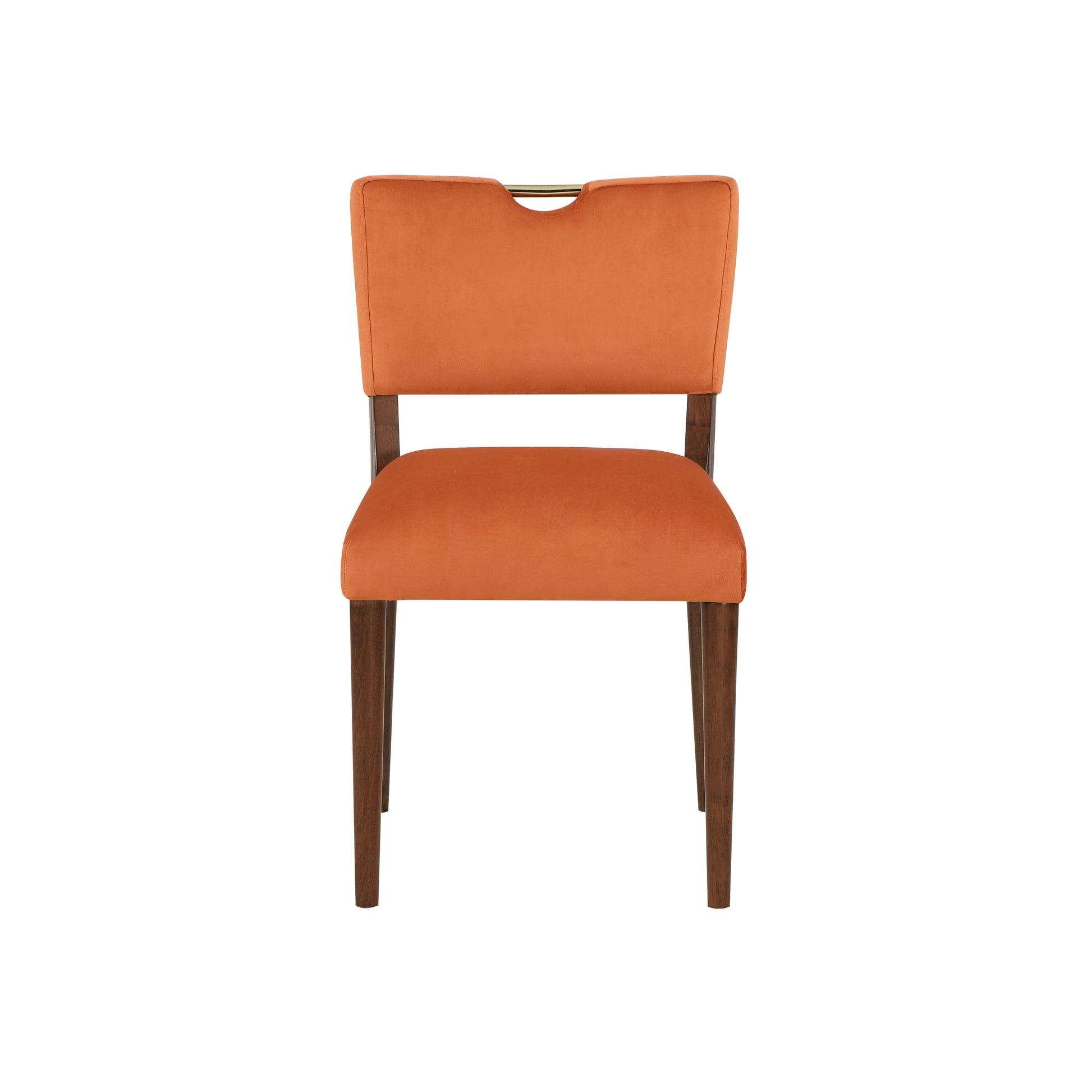 Bryson Burnt Orange Velvet Dining Chair Set Of 2 Orange Foam Solid Wood