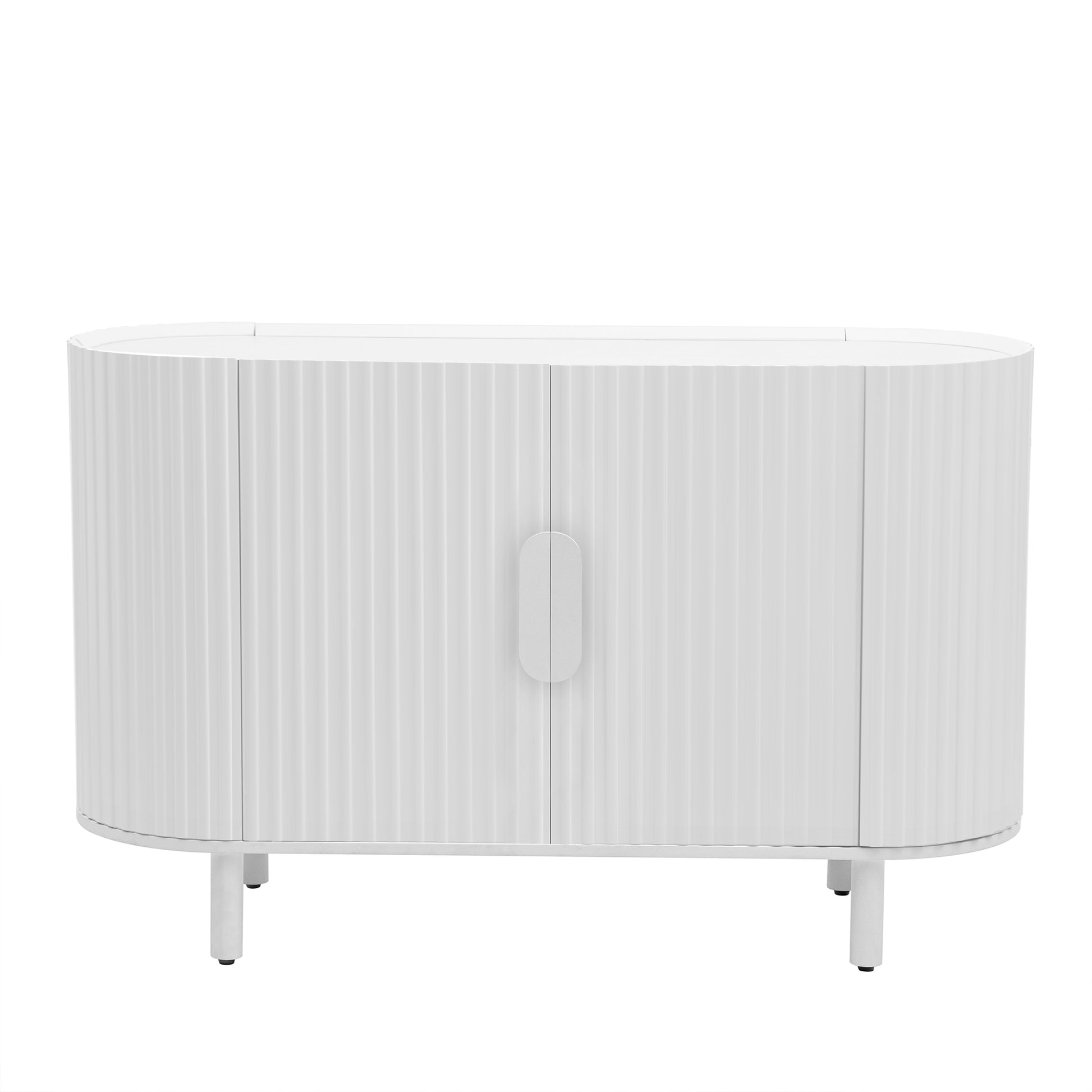 Curved Design Light Luxury Sideboard With Adjustable Shelves,Suitable For Living Room,Study And Entrance White Mdf