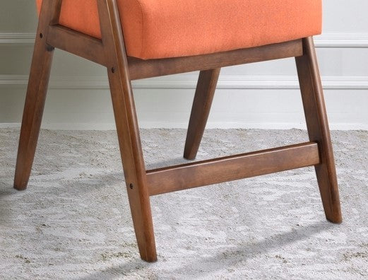 Contemporary Design 1Pc Counter Height Chair Stylish Durable Wooden Orange Color Fabric Upholstery Cushioned Seat Backrest Home Furniture Orange Dining Room Contemporary Wood