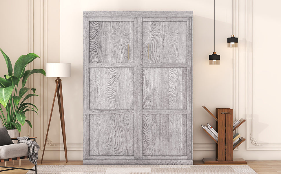 Full Size Murphy Bed, Can Be Folded Into A Cabinet, Gray Box Spring Not Required Full Grey Murphy Solid Wood Mdf