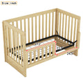 Convertible Crib Full Size Bed With Changing Table, Natural Natural Solid Wood