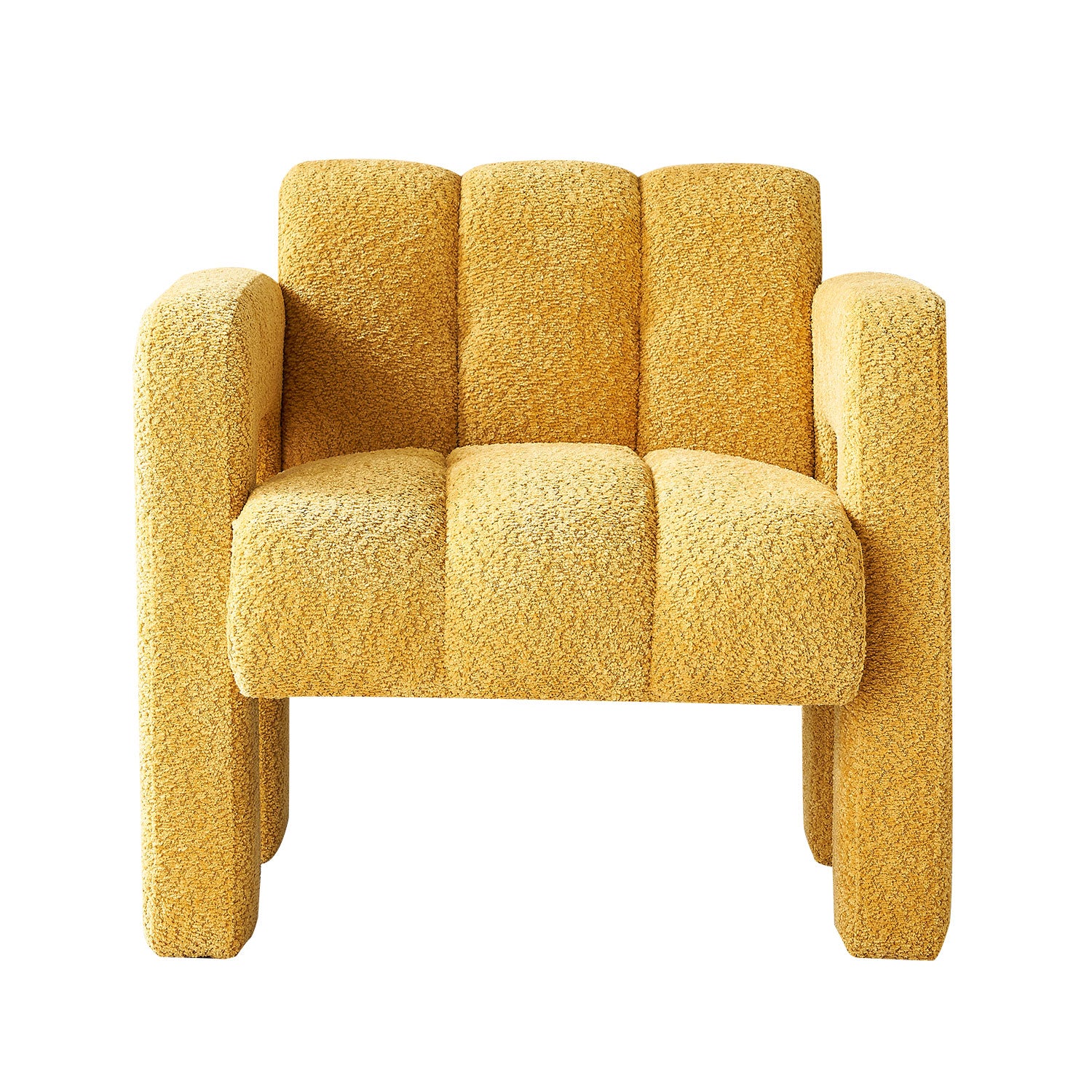 31.10" Wide Boucle Upholstered Accent Chair Yellow Primary Living Space Modern Fiber Foam And Polyester Fiber Pad Boucle