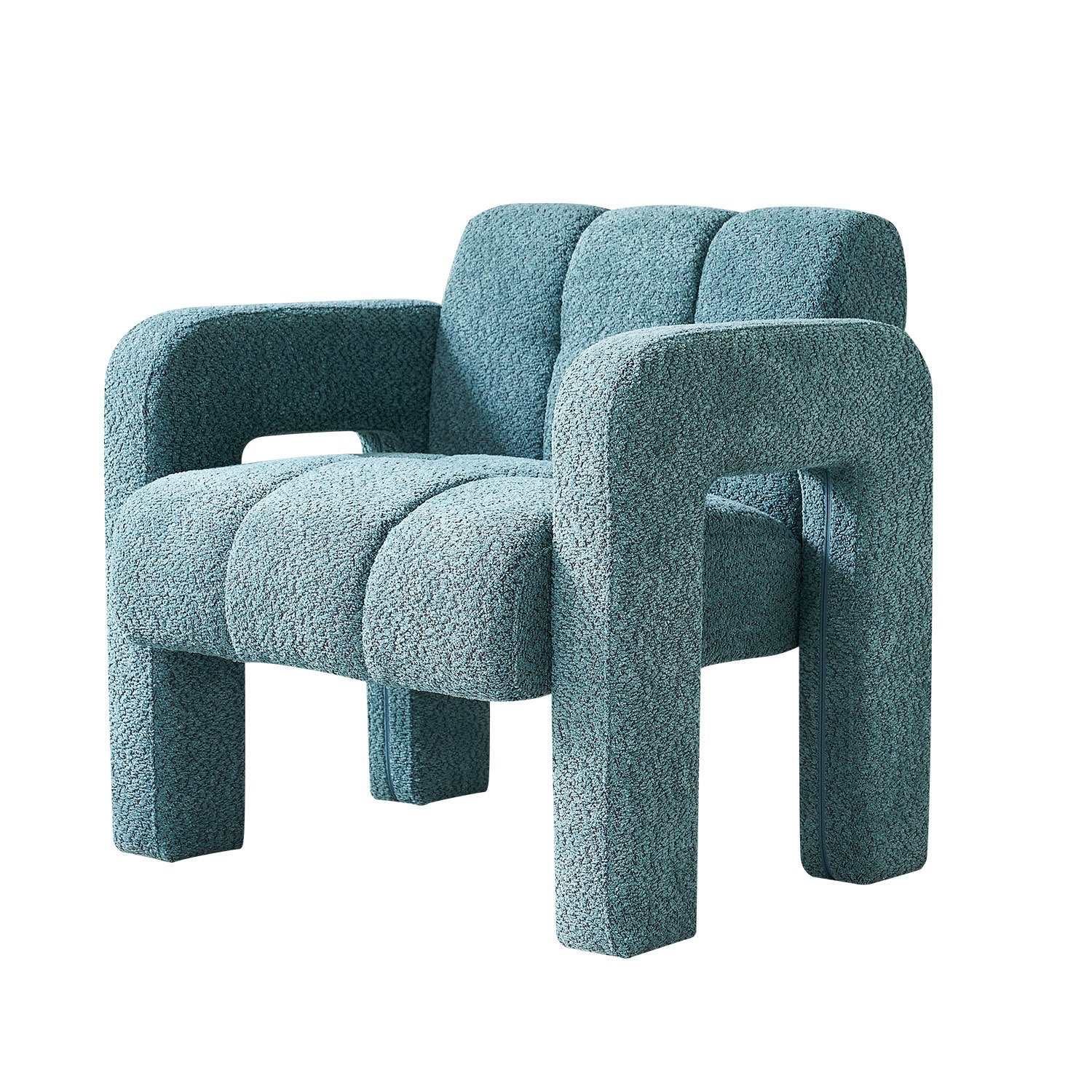 31.10" Wide Boucle Upholstered Accent Chair Green Primary Living Space Modern Fiber Foam And Polyester Fiber Pad Boucle