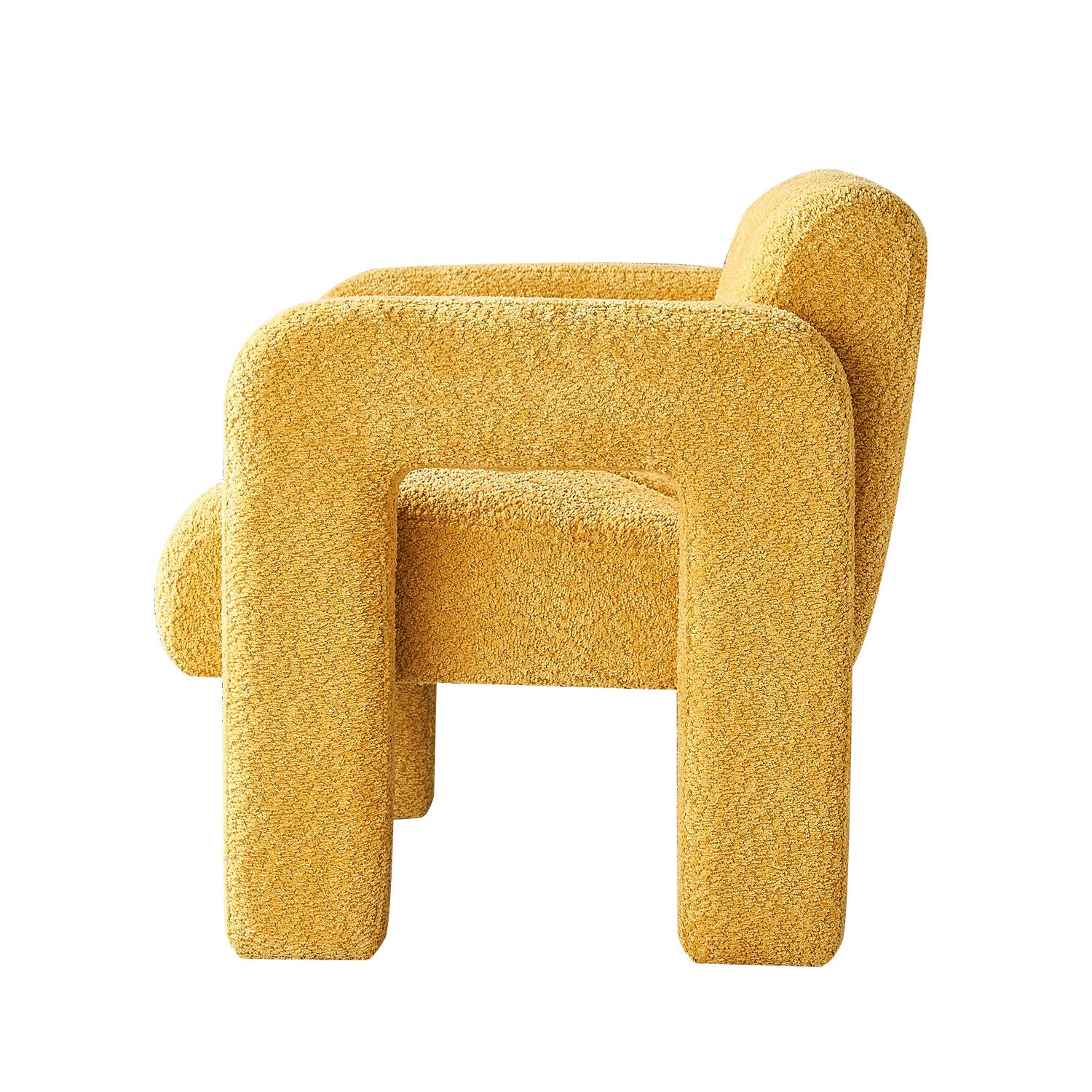 31.10" Wide Boucle Upholstered Accent Chair Yellow Primary Living Space Modern Fiber Foam And Polyester Fiber Pad Boucle