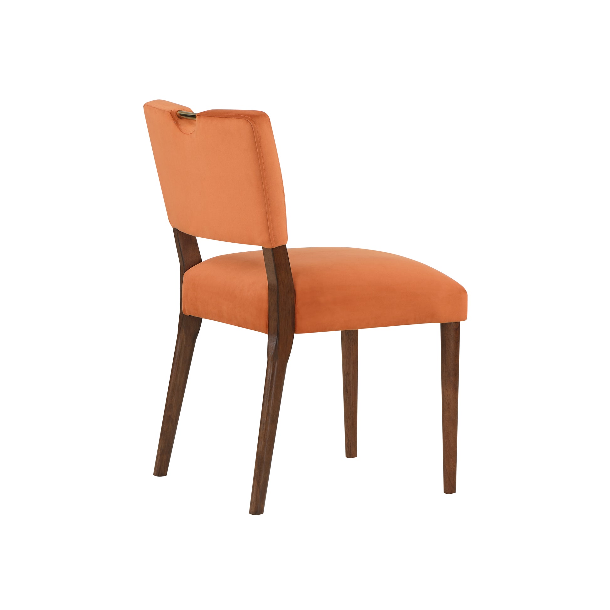 Bryson Burnt Orange Velvet Dining Chair Set Of 2 Orange Foam Solid Wood