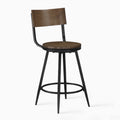 Devon Brown Wood And Metal Swivel Stool Chestnut Powder Coated Wipe Clean Transitional 1 Metal & Wood Metal & Wood