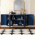 Curved Design Light Luxury Sideboard With Adjustable Shelves,Suitable For Living Room,Study And Entrance Blue Mdf