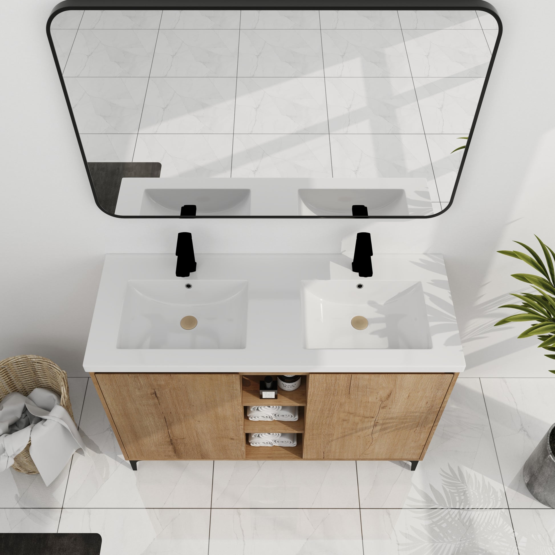 48" Freestanding Bathroom Vanity With Double Sink imitative