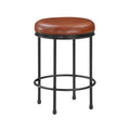 Michael Caramel Faux Leather And Metal Backless Counter Height Stool Caramel Foam Solid Wood