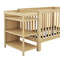 Convertible Crib Full Size Bed With Changing Table, Natural Natural Solid Wood