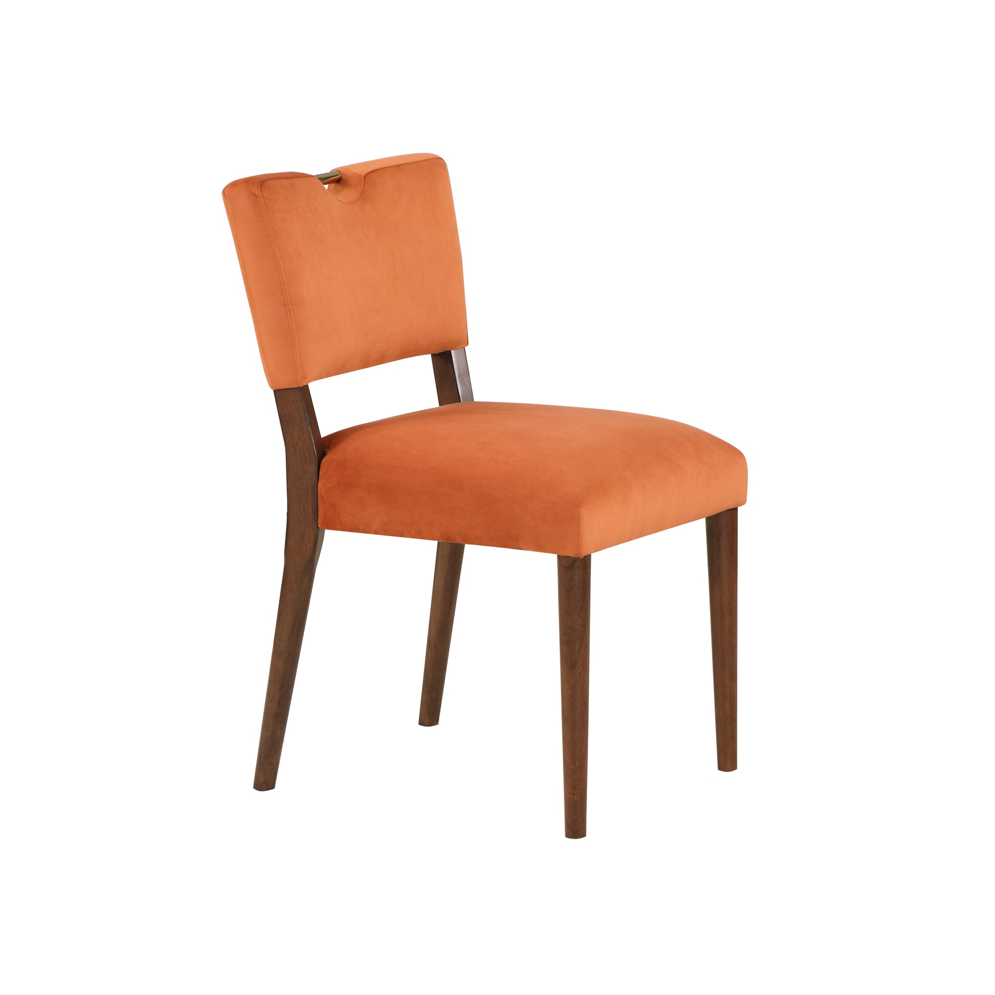 Bryson Burnt Orange Velvet Dining Chair Set Of 2 Orange Foam Solid Wood