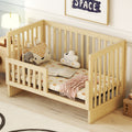 Convertible Crib Full Size Bed With Changing Table, Natural Natural Solid Wood