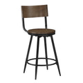 Devon Brown Wood And Metal Swivel Stool Chestnut Powder Coated Wipe Clean Transitional 1 Metal & Wood Metal & Wood