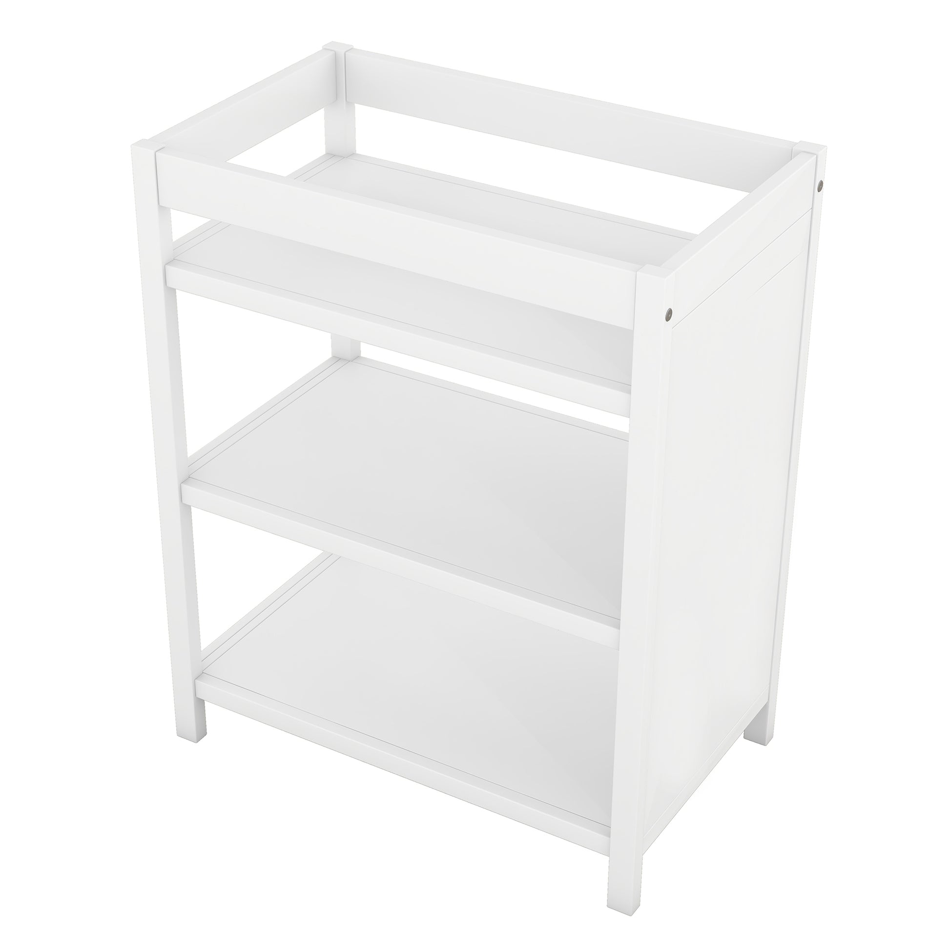 Convertible Crib Full Size Bed With Changing Table, White White Solid Wood