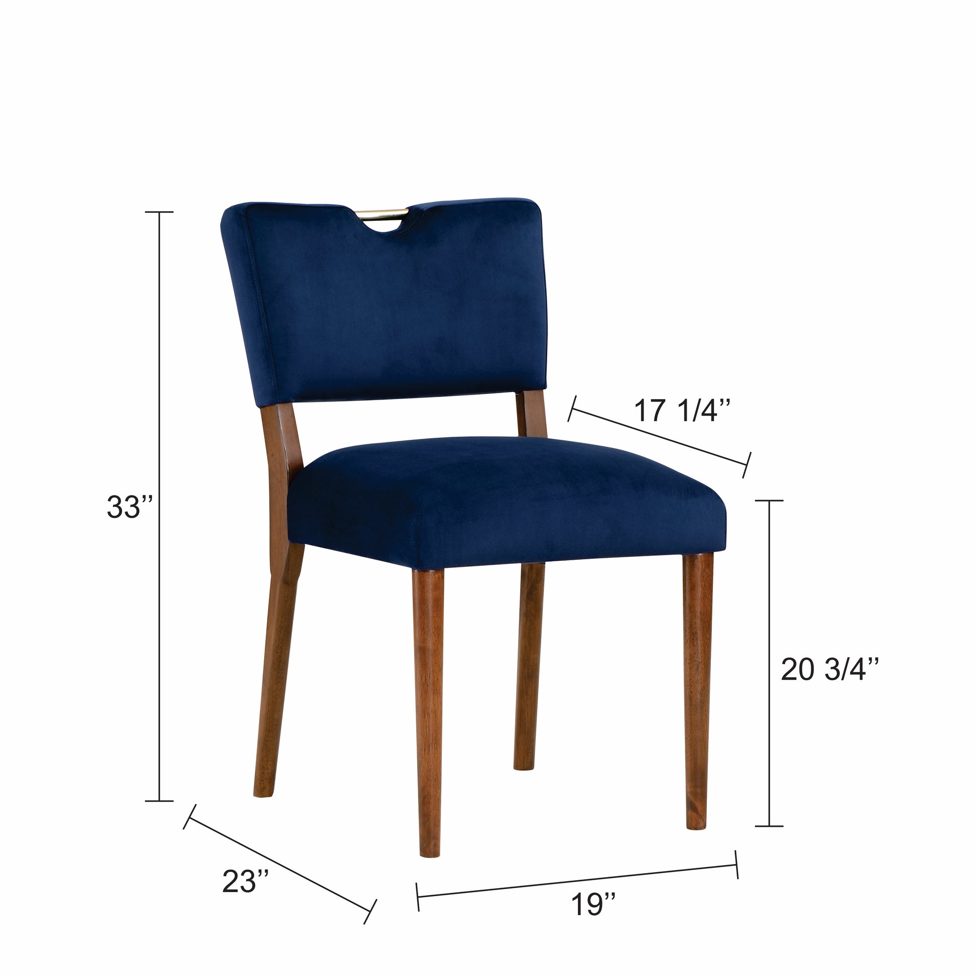 Bryson Navy Blue Velvet Dining Chair Set Of 2 Navy Blue Foam Solid Wood