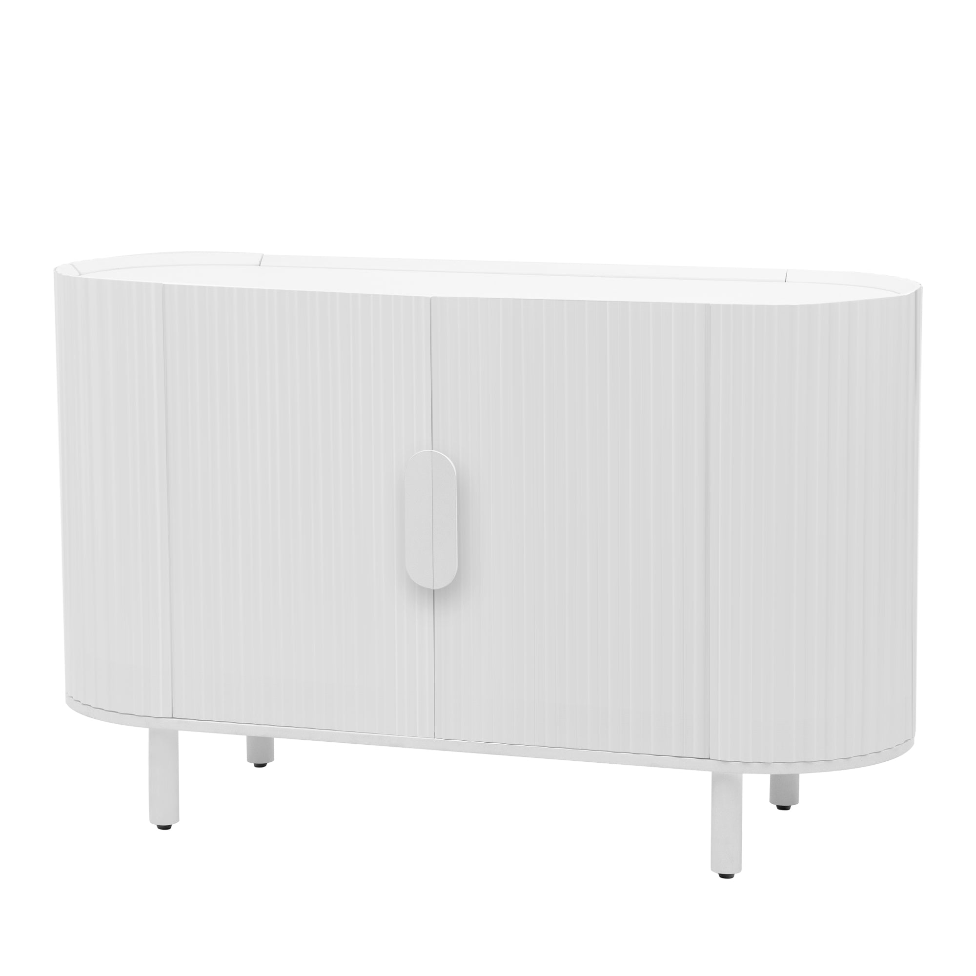 U Style Curved Design Light Luxury Sideboard with white-mdf
