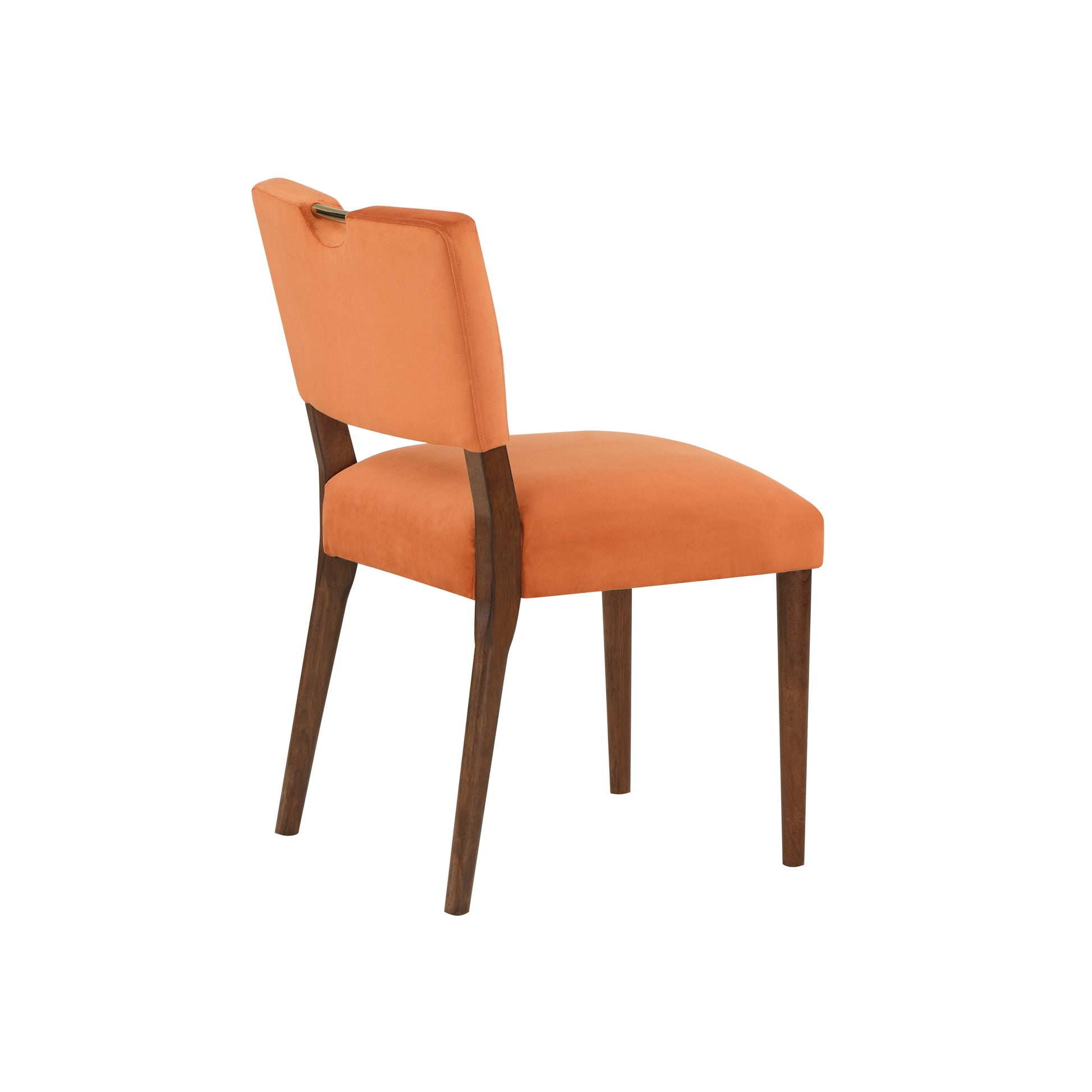 Bryson Burnt Orange Velvet Dining Chair Set Of 2 Orange Foam Solid Wood