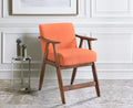 Contemporary Design 1Pc Counter Height Chair Stylish Durable Wooden Orange Color Fabric Upholstery Cushioned Seat Backrest Home Furniture Orange Dining Room Contemporary Wood