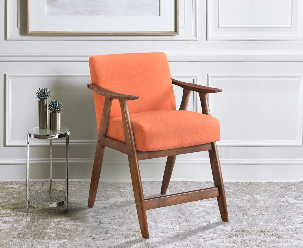 Contemporary Design 1Pc Counter Height Chair Stylish Durable Wooden Orange Color Fabric Upholstery Cushioned Seat Backrest Home Furniture Orange Dining Room Contemporary Wood