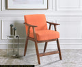 Contemporary Design 1Pc Counter Height Chair Stylish Durable Wooden Orange Color Fabric Upholstery Cushioned Seat Backrest Home Furniture Orange Dining Room Contemporary Wood