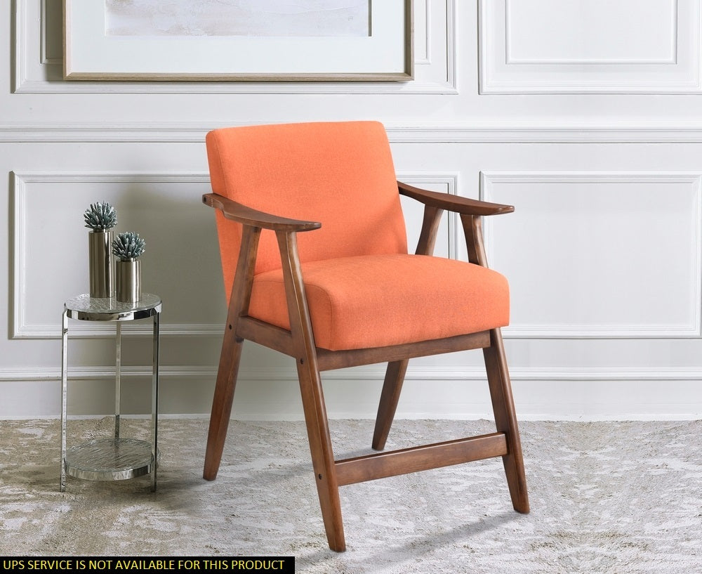 Contemporary Design 1Pc Counter Height Chair Stylish Durable Wooden Orange Color Fabric Upholstery Cushioned Seat Backrest Home Furniture Orange Dining Room Contemporary Wood