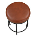 Michael Caramel Faux Leather And Metal Backless Counter Height Stool Caramel Foam Solid Wood