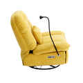 270 Degree Swivel Power Recliner With Voice Control, Bluetooth Music Player,Usb Ports, Atmosphere Lamp, Hidden Arm Storage And Mobile Phone Holder For Living Room, Bedroom, Apartment, Yellow Yellow Foam Linen