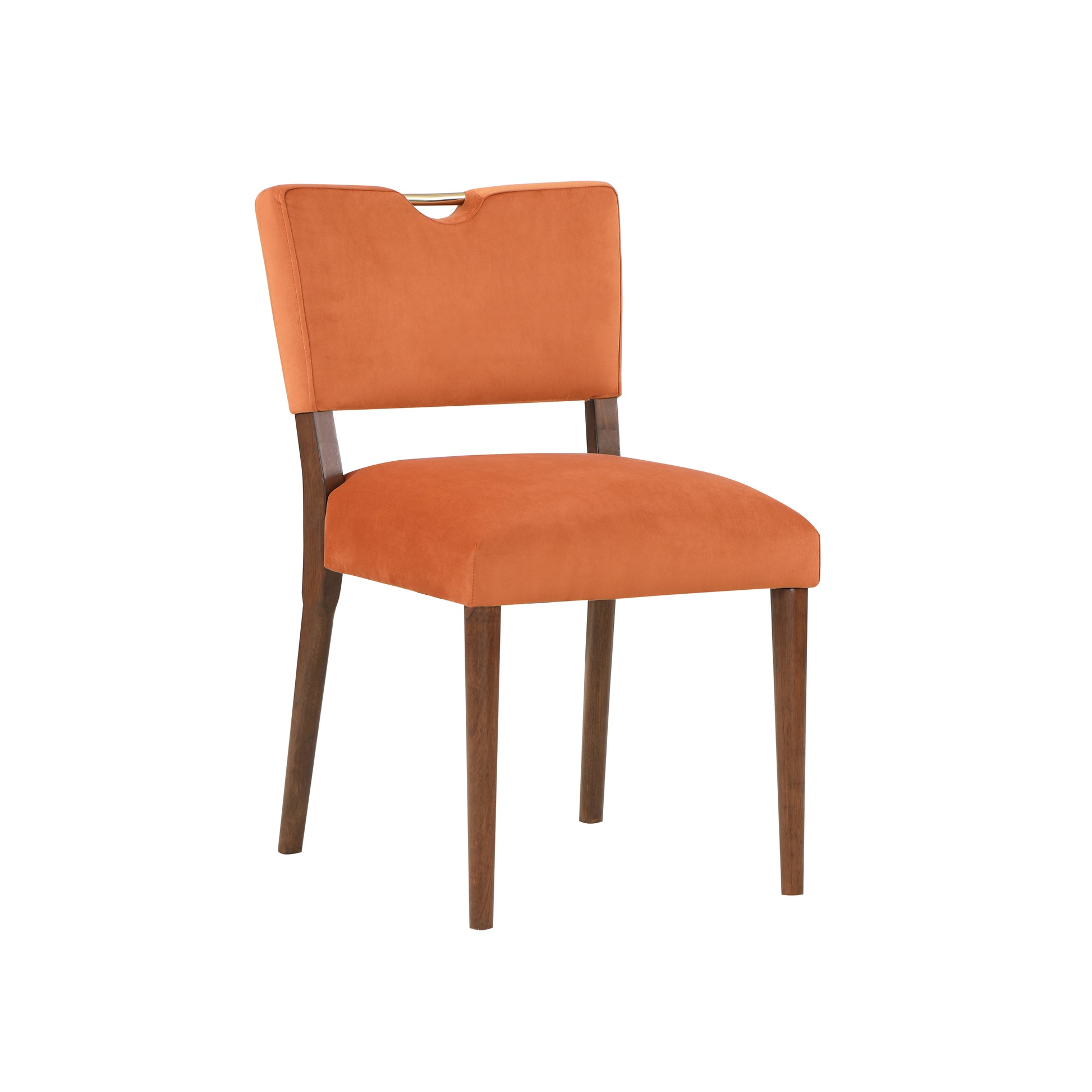 Bryson Burnt Orange Velvet Dining Chair Set Of 2 Orange Foam Solid Wood