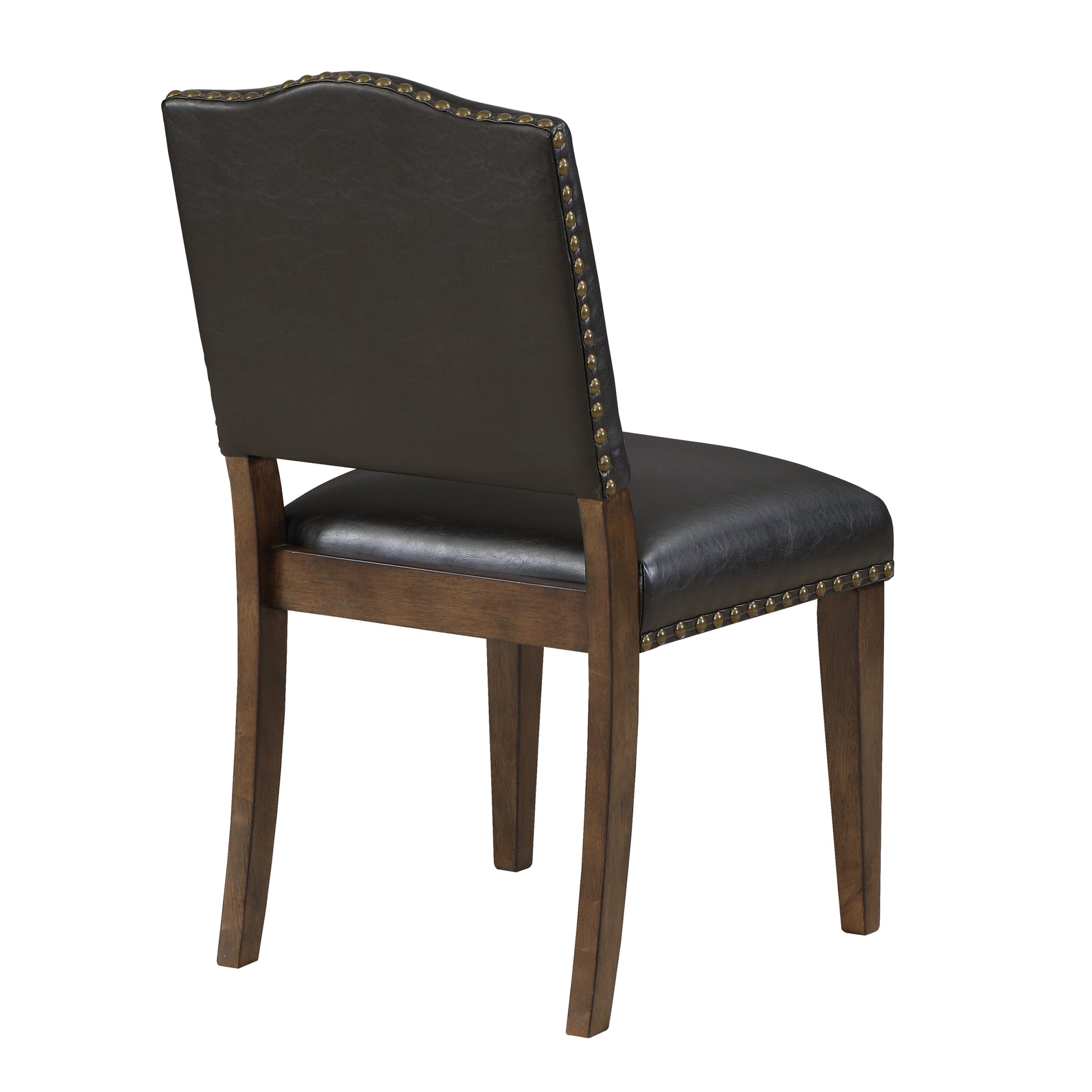 Dahlia Brown Faux Leather Dining Chair With Nail Heads Set Of 2 Brown Foam Solid Wood