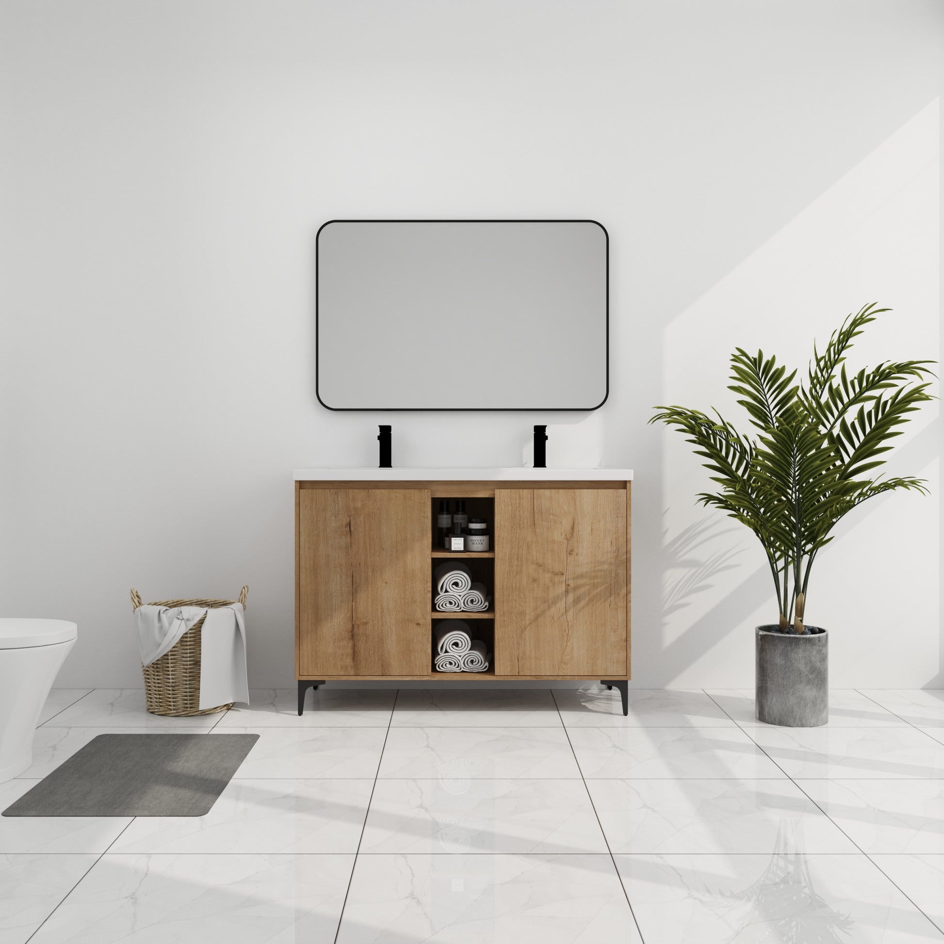 48" Freestanding Bathroom Vanity With Double Sink imitative